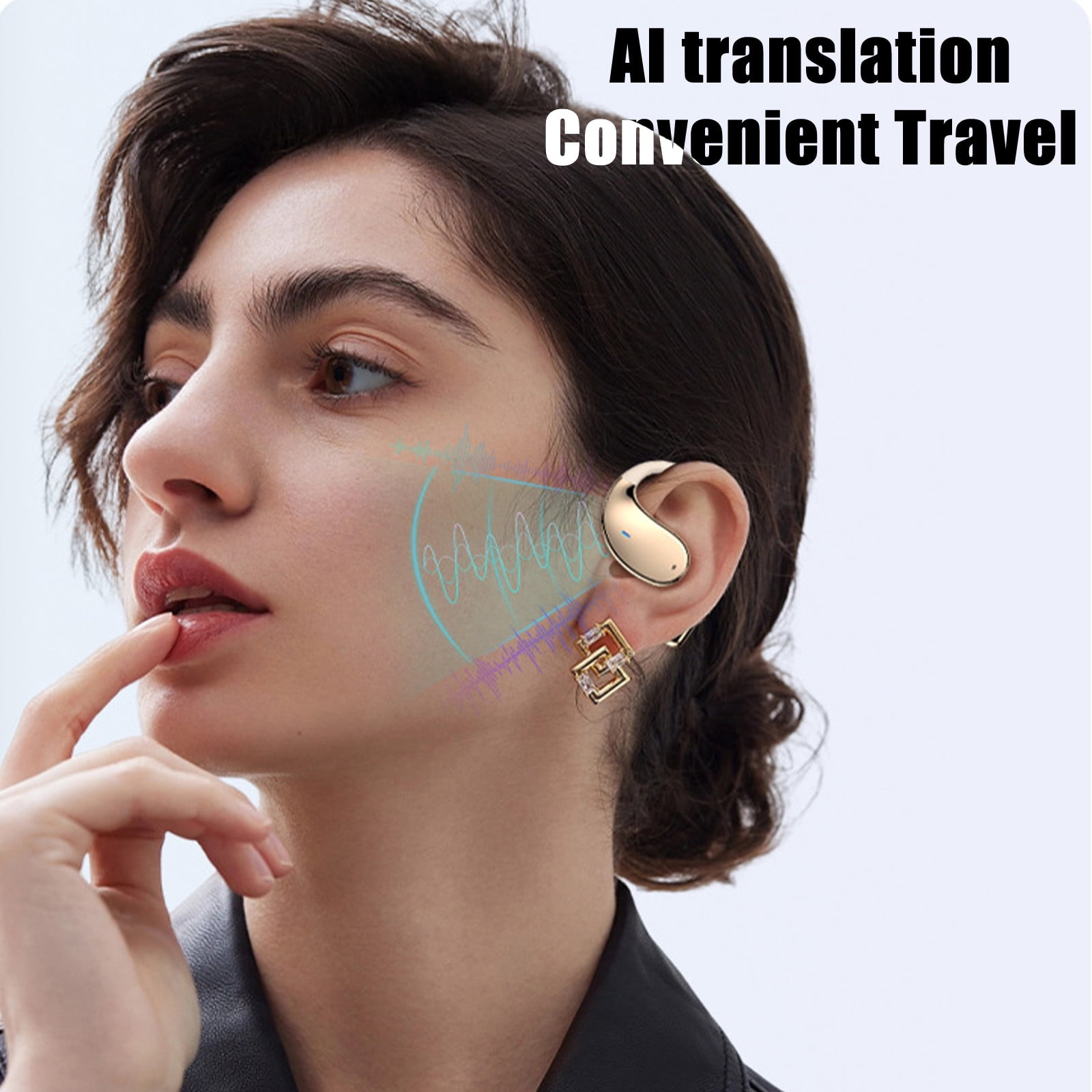 Bluetooth Earbuds Headset – Hanging Ear True Wireless Double Microphone Noise Reduction Surround Sound 5.4 Bluetooth Openear Earphones Intelligent Translation Earphones Meeting Minutes