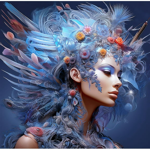 Feather Fairy Beauty Woman DIY 5D Diamond Art Painting by Number Kits for Adults Paint with Full Drill Round Diamond Gems Painting Art Craft for Home Wall Decor 15.8x15.8in