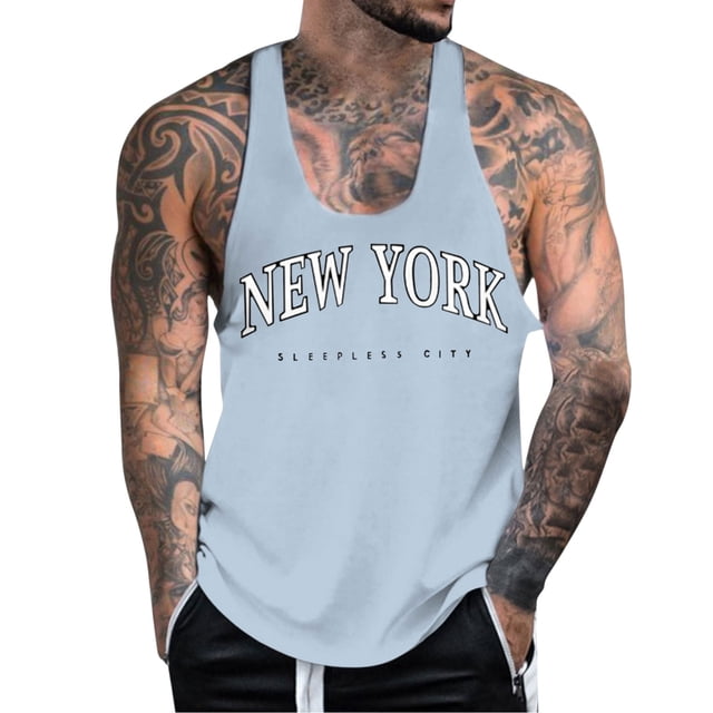Aayomet Débardeur Sans Manches pour Hommes Course Sport (Bleu, XXXXL)