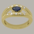 thumbnail image 2 of LBG British Made 18k Yellow Gold Natural Sapphire & Diamond Womens Band Ring - 33 size options - Size 7.75, 2 of 7