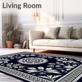 thumbnail image 2 of ODIKA 5'x7' Machine Washable Non-Slip Area Rug, Botanical Medallion with Contemporary Detailing High Traffic Rug with Pad, Black, 718352, 2 of 8