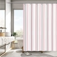 thumbnail image 3 of Vintage Pink Striped Fabric Shower Curtain for Bathroom, Rustic Farmhouse Shower Curtain, Boho French Country Cottagecore Style, 66x72inch, 3 of 6