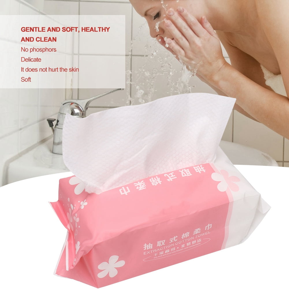 Qiilu Disposable Face Cleansing Paper Towel Dry Wet Dual Use Soft