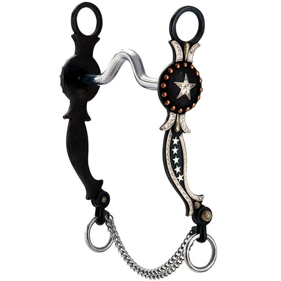 Hilason Antique Brown Horse Bit Medium Port Mouth W/Copper Inlay