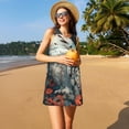 thumbnail image 3 of Fotbe Moon Flower White Owl Vestido de Verano sin Mangas para Mujer – Vestido Midi Línea A, Estilo Camiseta Floral, Vestido Playero Casual y Fluido, 3 of 7