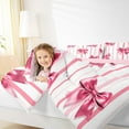thumbnail image 3 of Manfei Kawaii Bow Bedding Twin Comforter Set,Geometric Geometry Stripes Down Comforter,Pink White Bedding Sets Twin with Comforter For Girls,Breathable Room Decorative Reversible,2 Pieces, 3 of 7
