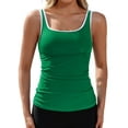 thumbnail image 1 of Charmo Ruched Tankini Tops for Womens Color Blocked Sporty Swimsuit Tops Only Tummy Control Bathing Suit Tops (No Bottom), 1 of 8