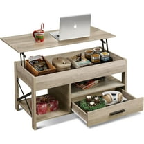YEXJ Coffee Table, 39" Lift Top Coffee Table with Hidden Compartment, Storage Drawers and Storage Shelf for Living Room, Reception Room, Grey