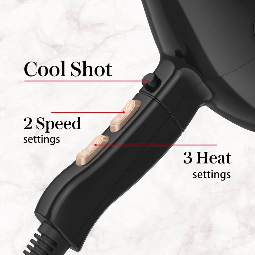 Black and Decker PX5 Hair Dryer, 1800 Watts, 2 Speed, 3 Heat Settings, Cool  Shot, Washable Filter, Concentrator and Diffuser