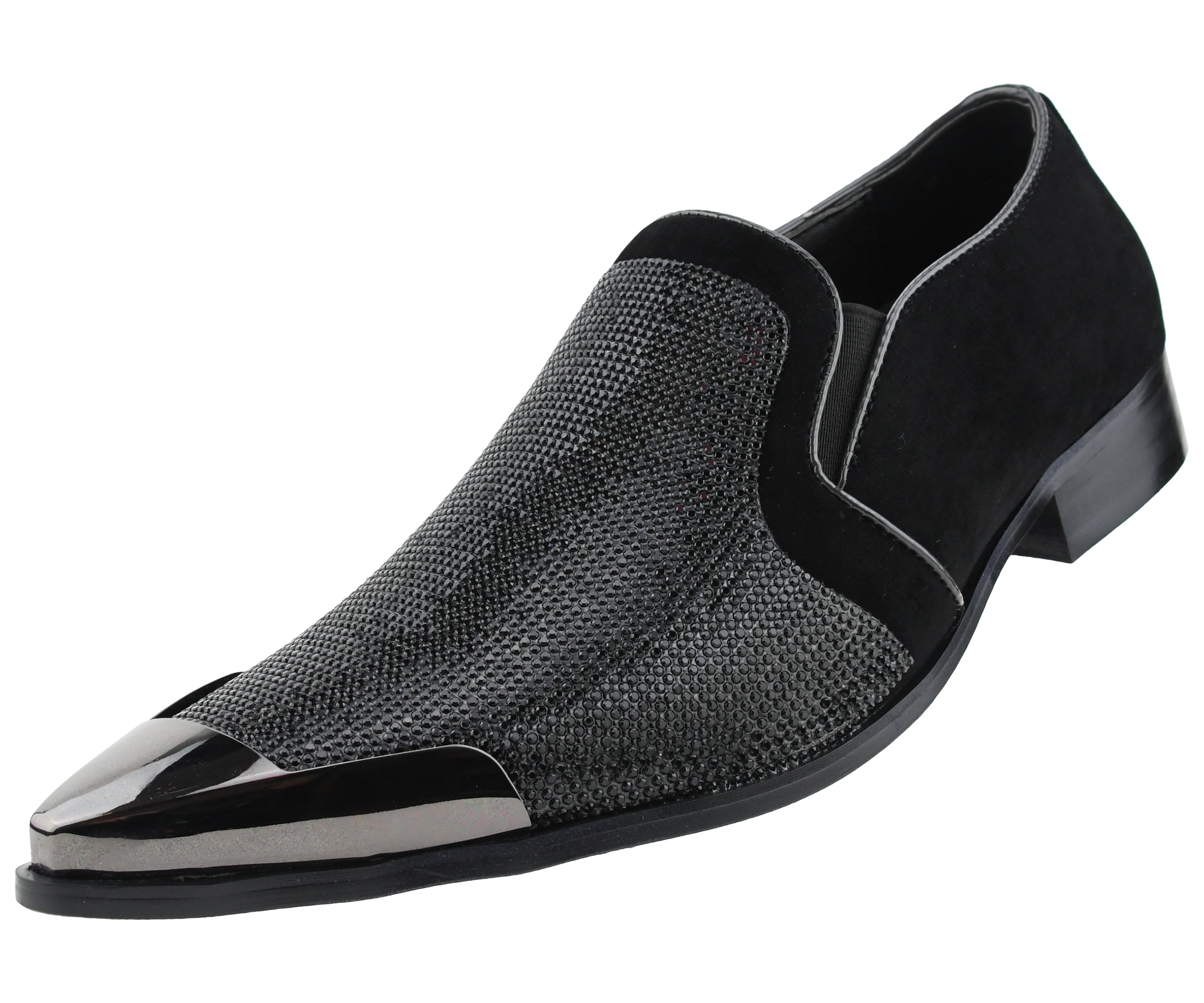 New Mens Italian Design Metal Toe Slip On Shoes Colour Black Size 7 8 9 10 11 