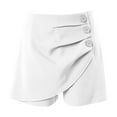 thumbnail image 4 of FAIWAD Women High Waisted Wide Leg Shorts Pants Button Pleated Solid Color Stretch Elegant Trousers (Medium, White), 4 of 4