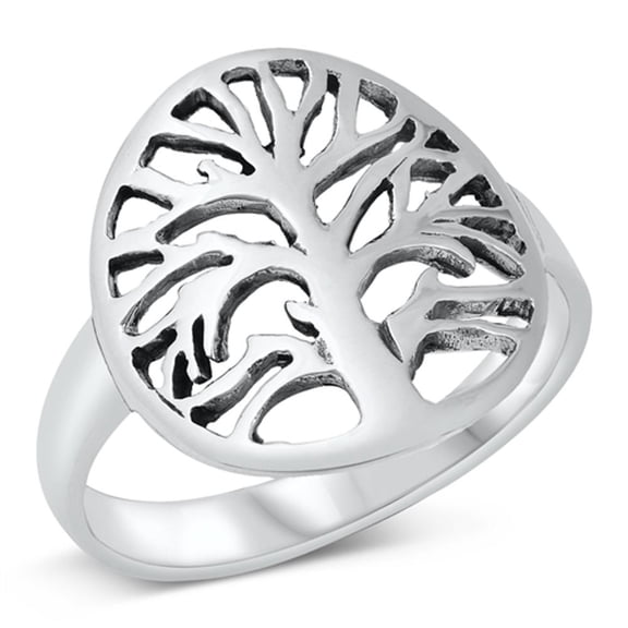 Cutout Tree of Life Ring Spiritual .925 Sterling Silver Band Jewelry Female Male Unisex Size 6