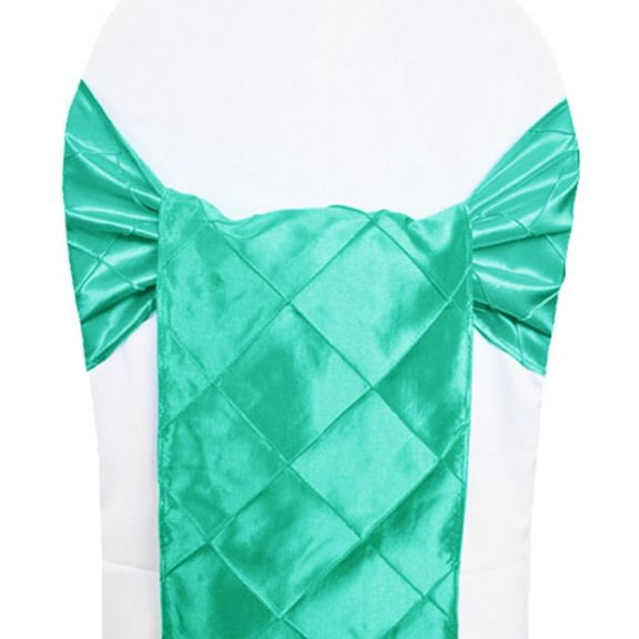 Wedding Linens Inc. (5pcs) 9.5"x108" Pintuck Chair Sashes Bows Ties Linens for Wedding Party Ceremony Event Home Dining Reception - Tiffany Blue/Aqua