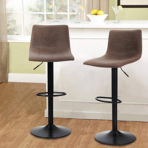 MAISON ARTS Swivel Bar Stools Set of 2 for Kitchen Counter Adjustable  Counter Height Bar Chairs with Back Tall Barstools PU Leather Kitchen  Island 