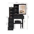 thumbnail image 2 of Teqhome Modern Lighted Mirror Power Outlet Makeup Vanity Desk Set with 4 Drawers Open Storage Shelves Stool for Bedroom Dressing Room (Black 4D), 2 of 15
