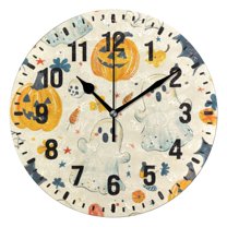 Yayeee 10" Wall Clock Battery Operated Quartz Round Silent Non-Ticking Home Decor,Halloween Cute Ghosts