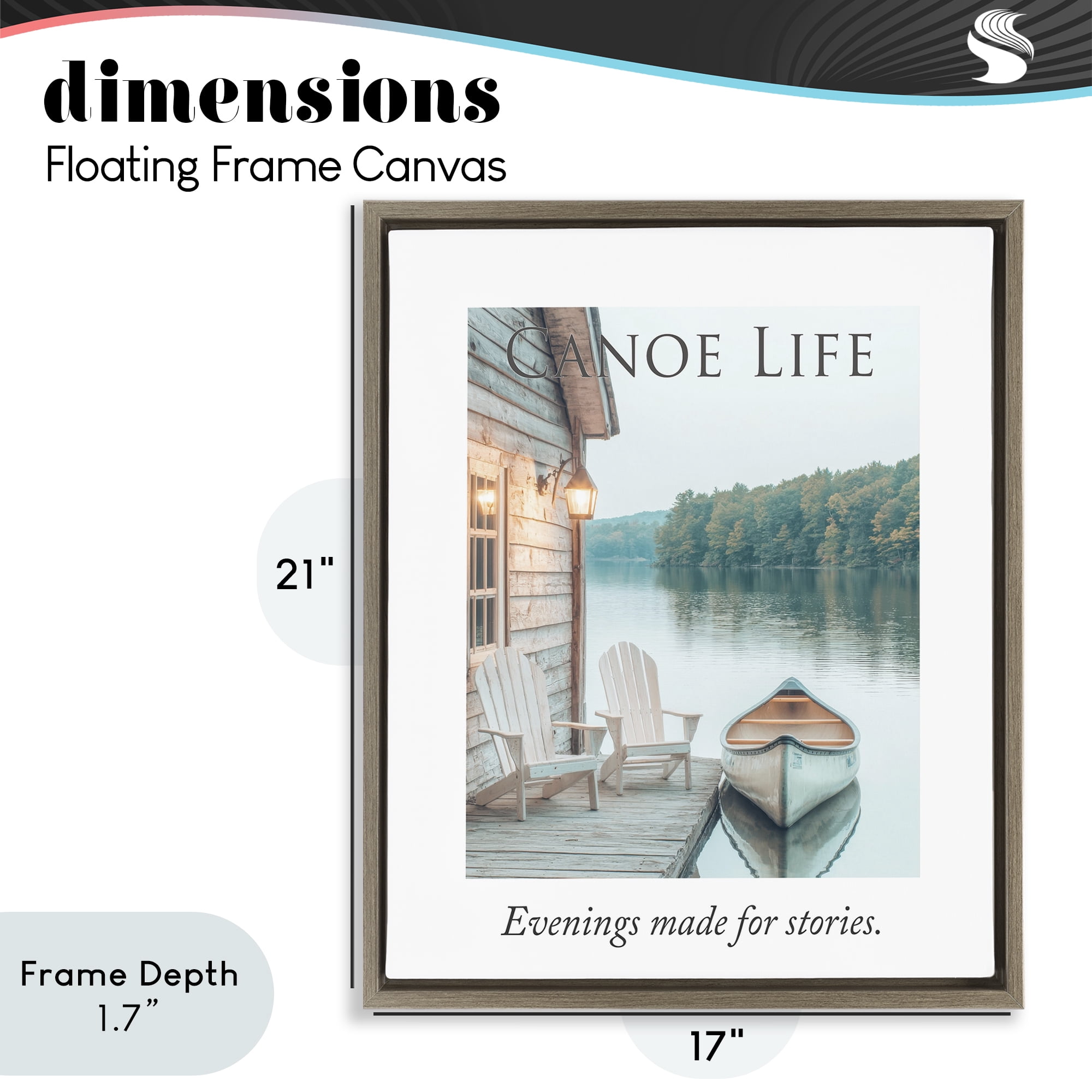 Stupell Industries Canoe Life Quote Brown Framed Floater Canvas Wall Art, design by A Barefoot Stylist