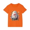 thumbnail image 3 of Aloohaidyvio Girls Easter T-Shirt Stretchy Easter Short Sleeve Top, Soft Cotton-Blend Shirt with Roll-Up Sleeves for Active Boys & Girls 7 Years, 3 of 4