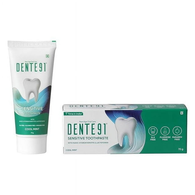 Dente91 Sensitive Toothpaste Remineralizes Teeth, SLS Free, Fluoride Free, Paraben Free, Pack of 1, 70gm