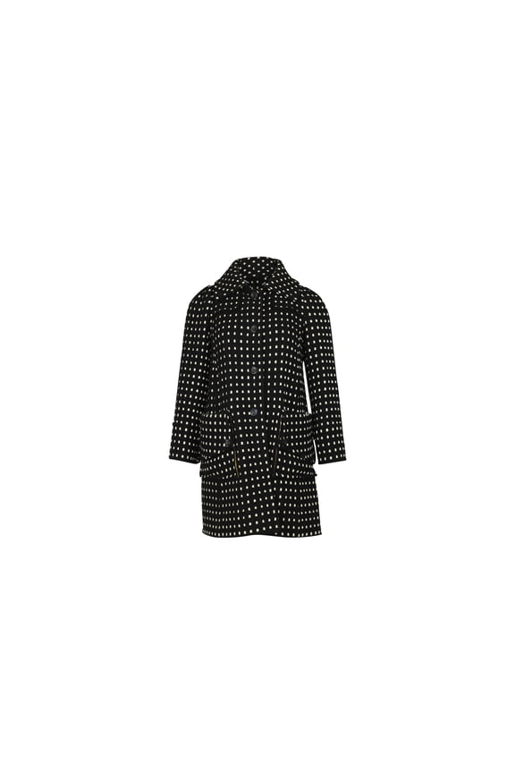 Pre-Owned Diane Von Furstenberg Polka Dot Trench Coat in Black Wool
