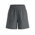 thumbnail image 4 of Yteetum Women's Cotton Linen Shorts Summer Mid Rise Elastic Waist Shorts Casual Solid Loose Lightweight Breathable Travel Vacation Shorts, 4 of 6