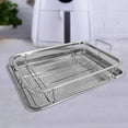 thumbnail image 4 of Yucurem Microwave Baking Tray Bbq Baskets Tools With Clip Kitchen Essentials (Stainless Steel Rectangle), 4 of 6