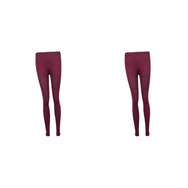 Redempat Thick Winter Tights with Fleece Lining for Women Red Footless 2PCS