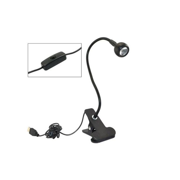 IKKEGOL 30343B USB Flexible Neck Headboard Light Reading Book Desk Lamp with Clip Black
