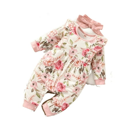 

Floral Print Round Neck Sweatshirt Long Sleeve Multicolor Baby Jumpsuits (Baby s)