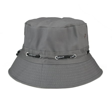 Camouflage Cotton Twill Cap - Opromo Blank Adjustable Cotton Twill Bucket Hat Outdoor Summer Hat-Grey