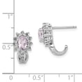 thumbnail image 3 of Sterling Silver Diamond & Oval Pink Quartz Earrings, 3 of 3