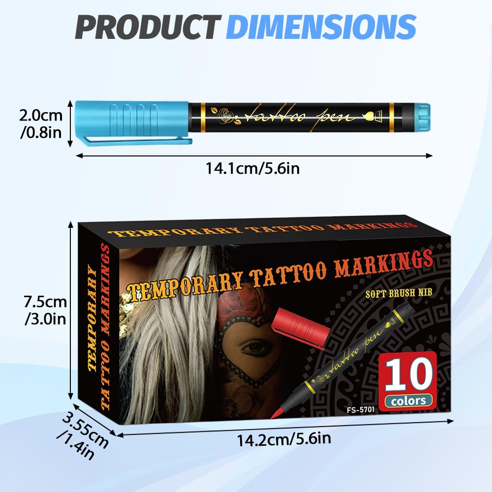Temporary Tattoo Markers , 2026 New Temporary Tattoo Marker Pen Set, Waterproof Body Art & DIY Creativity Halloween Decorations(2pcs)