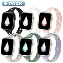 Bandiction 6 Pack Compatible with Apple Watch Bands,iWatch Bands Women Men Slim Narrow Silicone Sport Bands Replacement Wristbands for iWatch Series SE 8 7 6 5 4 3 2 1