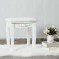 thumbnail image 3 of Costway White Retro Wave Design Makeup Dressing Stool Pad Cushioned Chair Piano Seat, 3 of 10