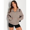 thumbnail image 3 of Sudadera AUTOMET de media cremallera, corta, de felpa, gris, talla M, 3 of 6