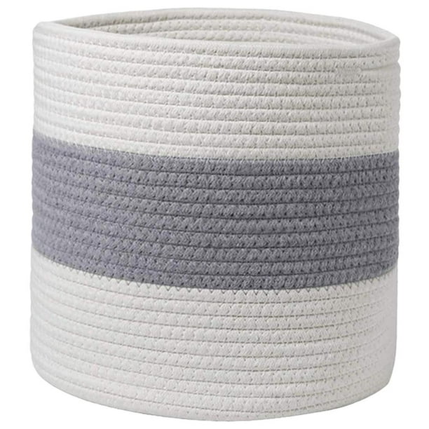 Cesta tejida de cuerda de algodón, cesto para ropa, contenedores de almacenamiento decorativos, organizador para 20 centímetros