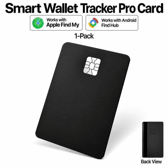 Smart Wallet Tracker Card, Ultra-Thin Bluetooth Item Finder for iOS & Android, Apple Find My & Android Find Hub Compatible, Wireless Charging Wallet Locator for Luggage & Bags, IP68 Water Resistant