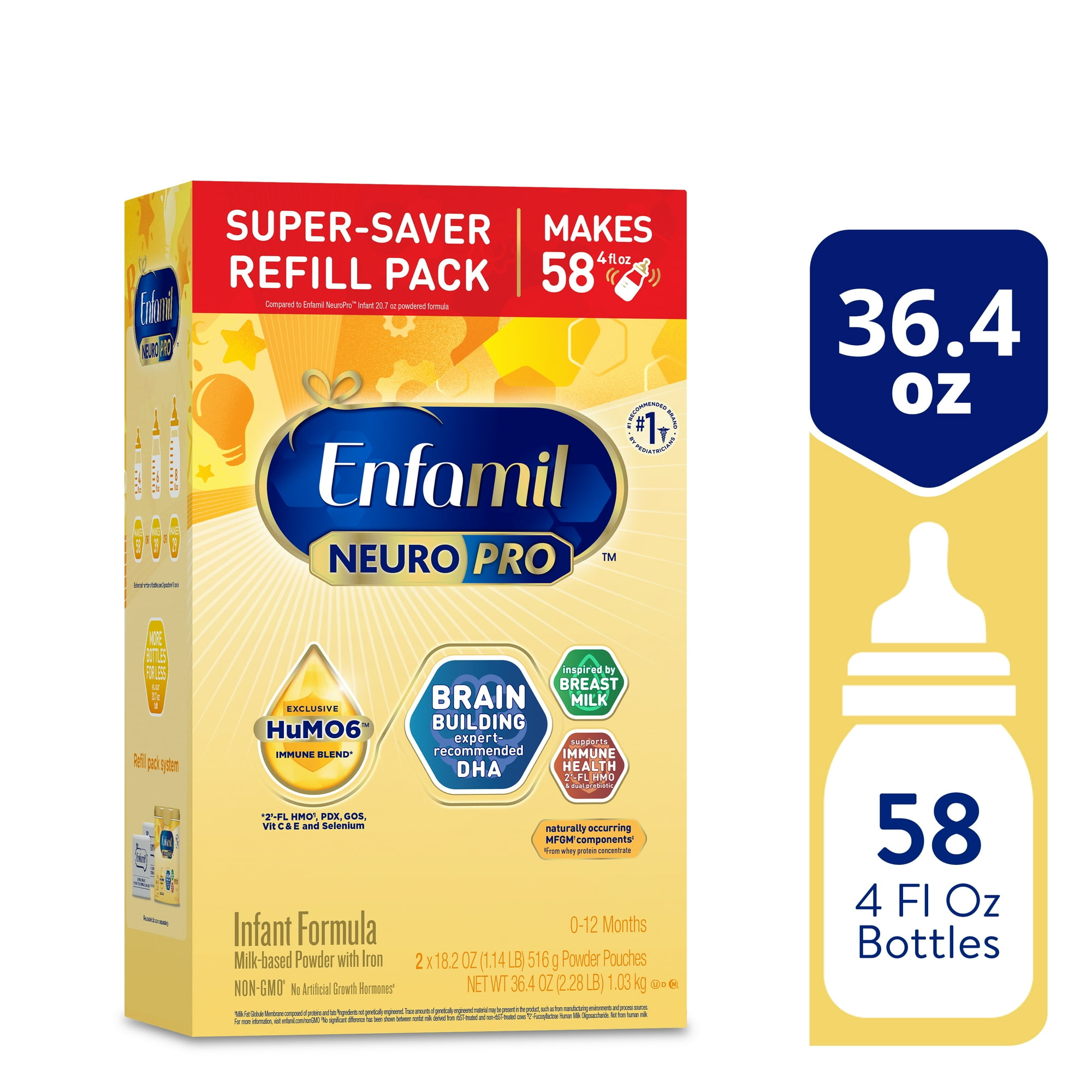 Enfamil NeuroPro Baby Formula, Brain Building Duo DHA & MFGM, Infant Formula Powder, 36.4 Oz Box