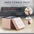 thumbnail image 3 of Ornavo Home 15 Inch Square Storage Ottoman Cube, Tufted Square Faux Leather Storage Ottoman Chest, Footrest, Toy Chest Ottoman with Storage - (Cream), 3 of 7