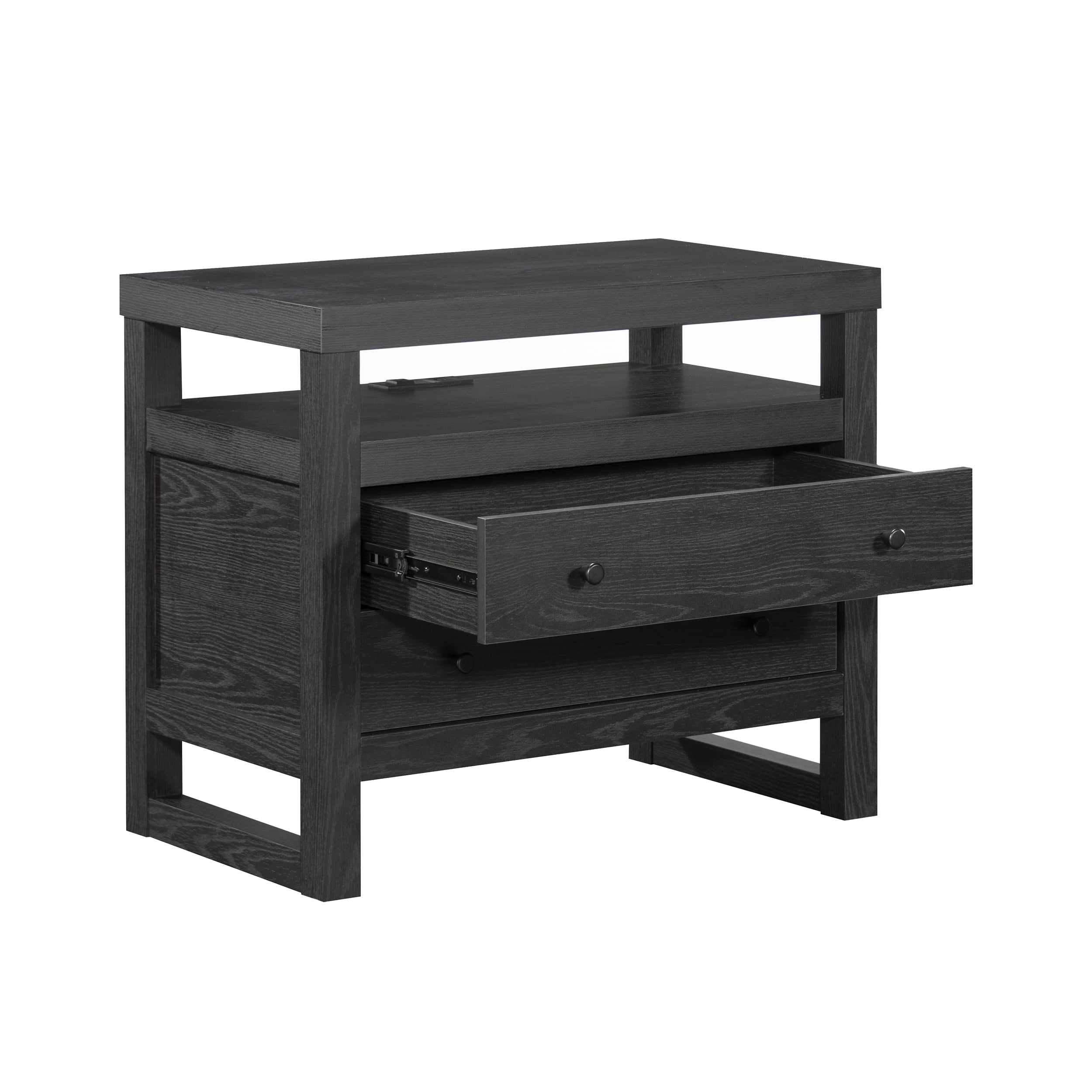 (2 pack) Better Homes & Gardens Ezra 2-Drawer Nightstand, Rich Black Finish