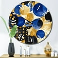 thumbnail image 3 of Designart "Abstract Pattern with Blue and Golden Textures IX" Modern Geometric Oversized Wall Clock, 3 of 5