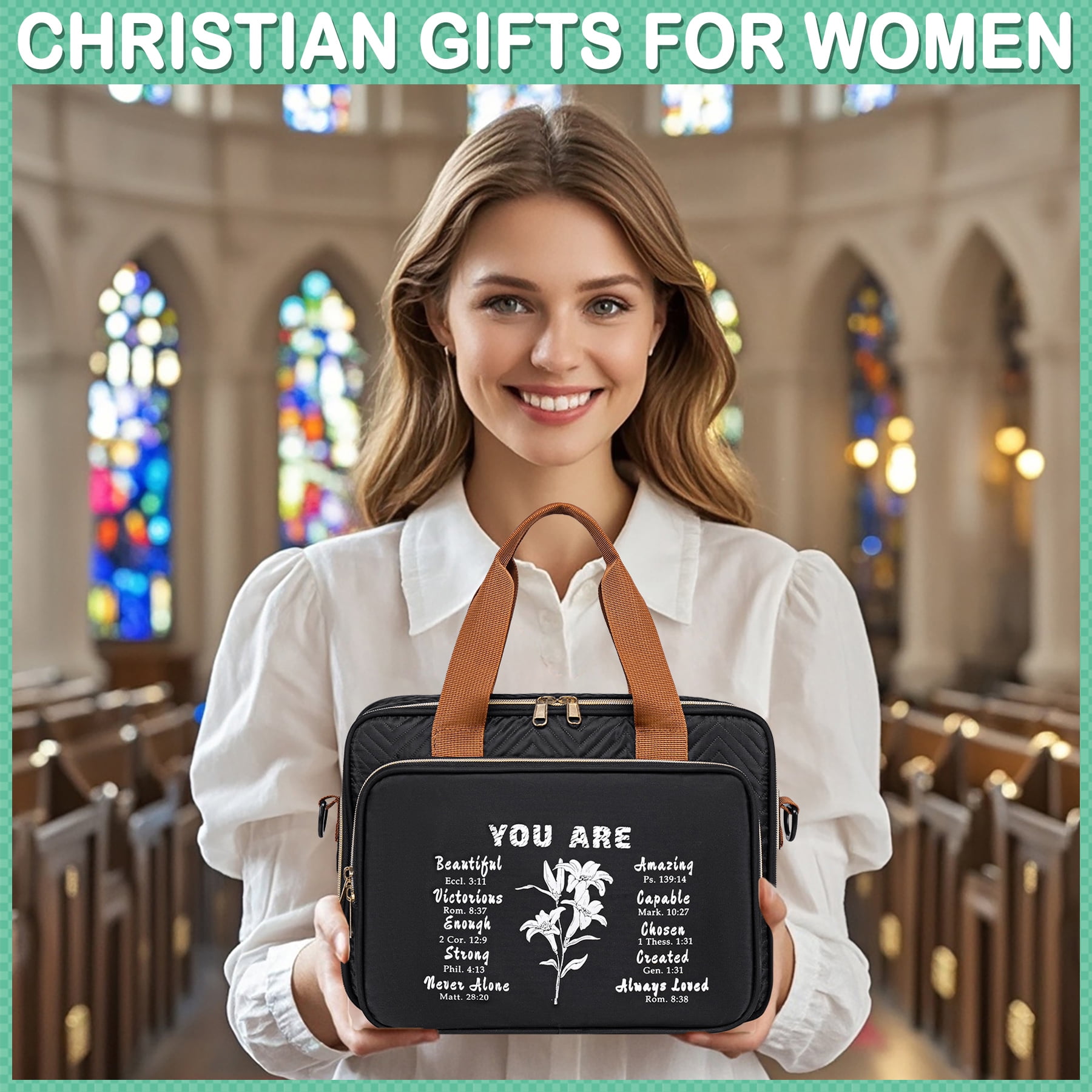 Bible Study Supplies for Women Men Journaling Kit with Carrying Cover Case Bag Tabs Highlighters Christian Catholic Spiritual Gifts Accessories Bulk with Tags Stickers Bracelets Bookmark Sticky Notes
