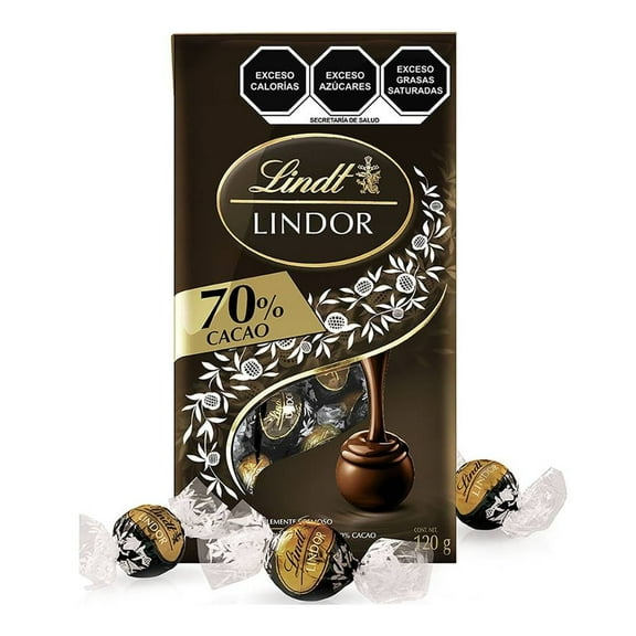 Trufas de chocolate Lindt Lindor 70% cacao amargo con relleno suave 120 g