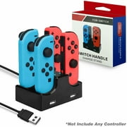 Charger Charging Station for Nintendo Switch, Zmoon 4 in 1 Switch Joycon Controller Charger Charging Dock Stand with 2 Extra USB charging Port