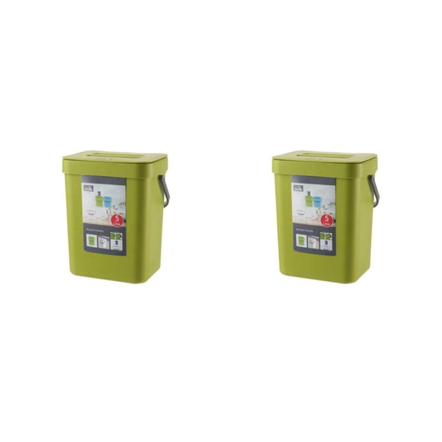 Bote de basura plástico Bewildely montado en la pared verde 3L 2Conjunto