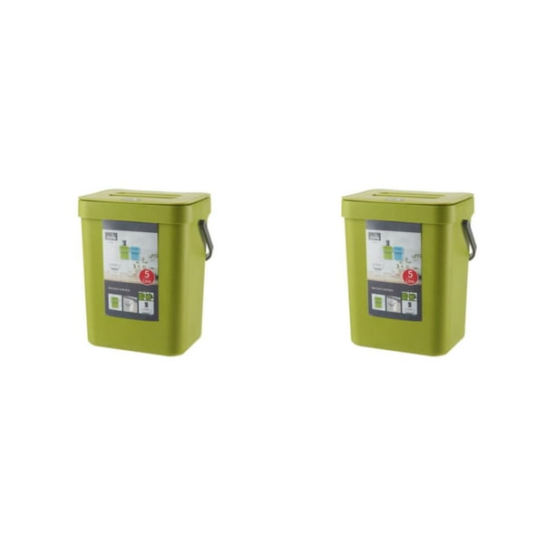 Bote de basura plástico Bewildely montado en la pared verde 3L 2Conjunto