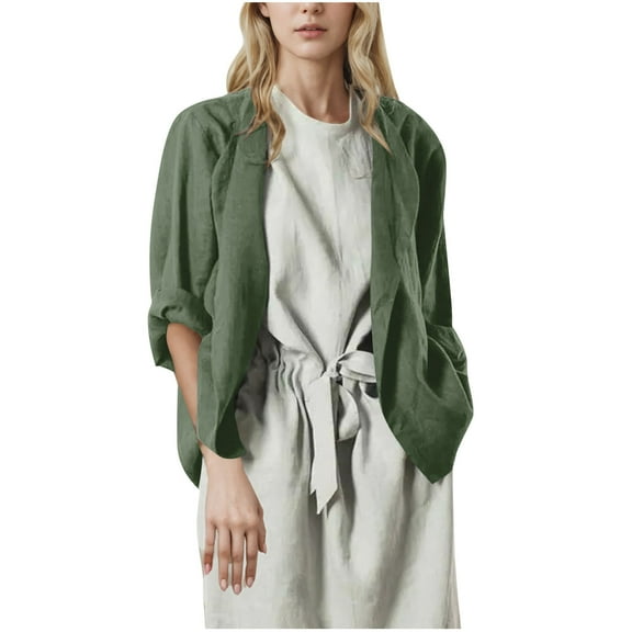 Womens Oversized Cotton Linen Cardigans Casual Long Sleeve Open Front Lightweight Jackets