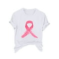 thumbnail image 2 of CLOISE Pink Breast Cancer Tops Women Short Sleeve Crewneck Tops Ribbon Pink Breast Cancer Awareness Tee Shirts Cute Comfortable Shirts Cancer Fight Clothes White M, 2 of 4