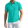 thumbnail image 3 of Evdexr Polo Shirts for Men Button Down Short Sleeve Shirts Summer 2026 Collared Casual Quick Dry Business Tops Breathable Regular Fit T Shirts Cyan 3XL, 3 of 9