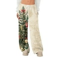 thumbnail image 2 of Hearthz Christmas Women Fleece Pajama Pants Fuzzy Winter Warm Thermal Women's Pj Bottoms Wide Leg Drawstring Sleep Pant, 2 of 4